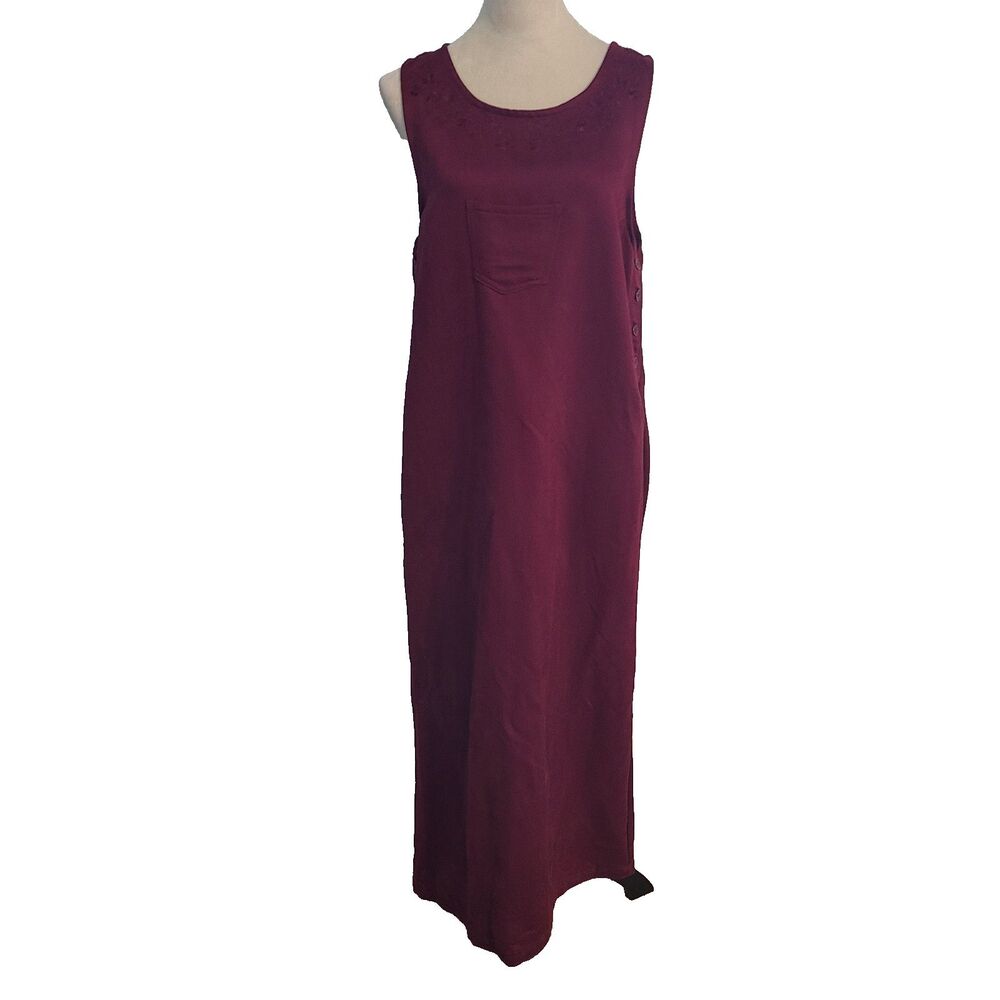 VTG 90s Premier International Burgundy Jumper Dress S Cottagecore Embroidery